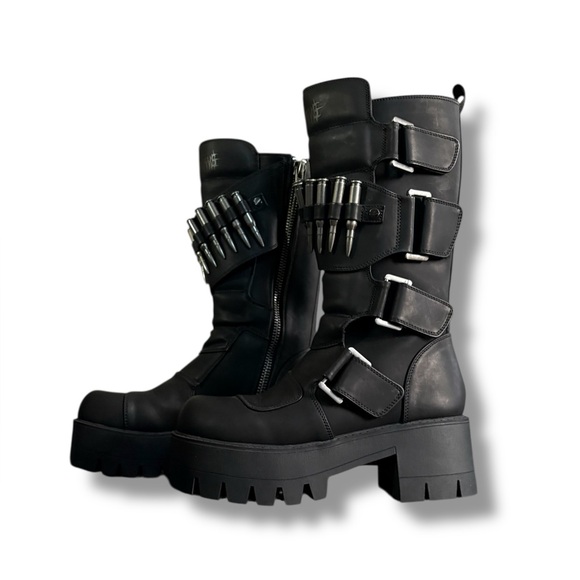 DollsKill | NWOB Darker Wavs Goth Grunge Cyber Y2K Bullet Platform Mid-Calf Boot - Picture 7 of 7